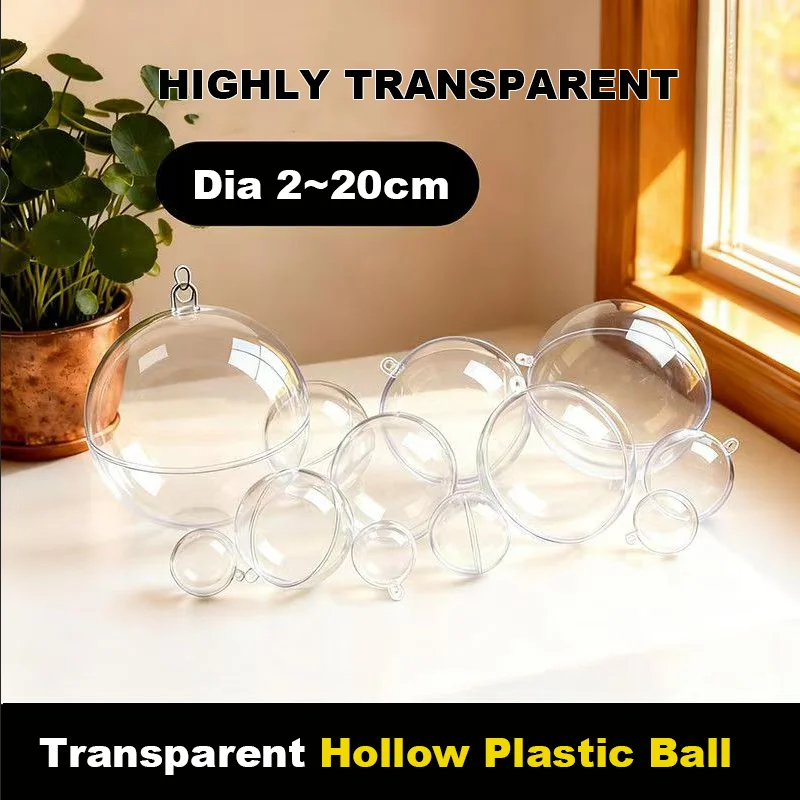 Clear Christmas Ball Dia 1-20cm Plastic Fillable Bauble Xmas Tree Hanging Ornaments Decoration for Home Wedding Party Gift Box