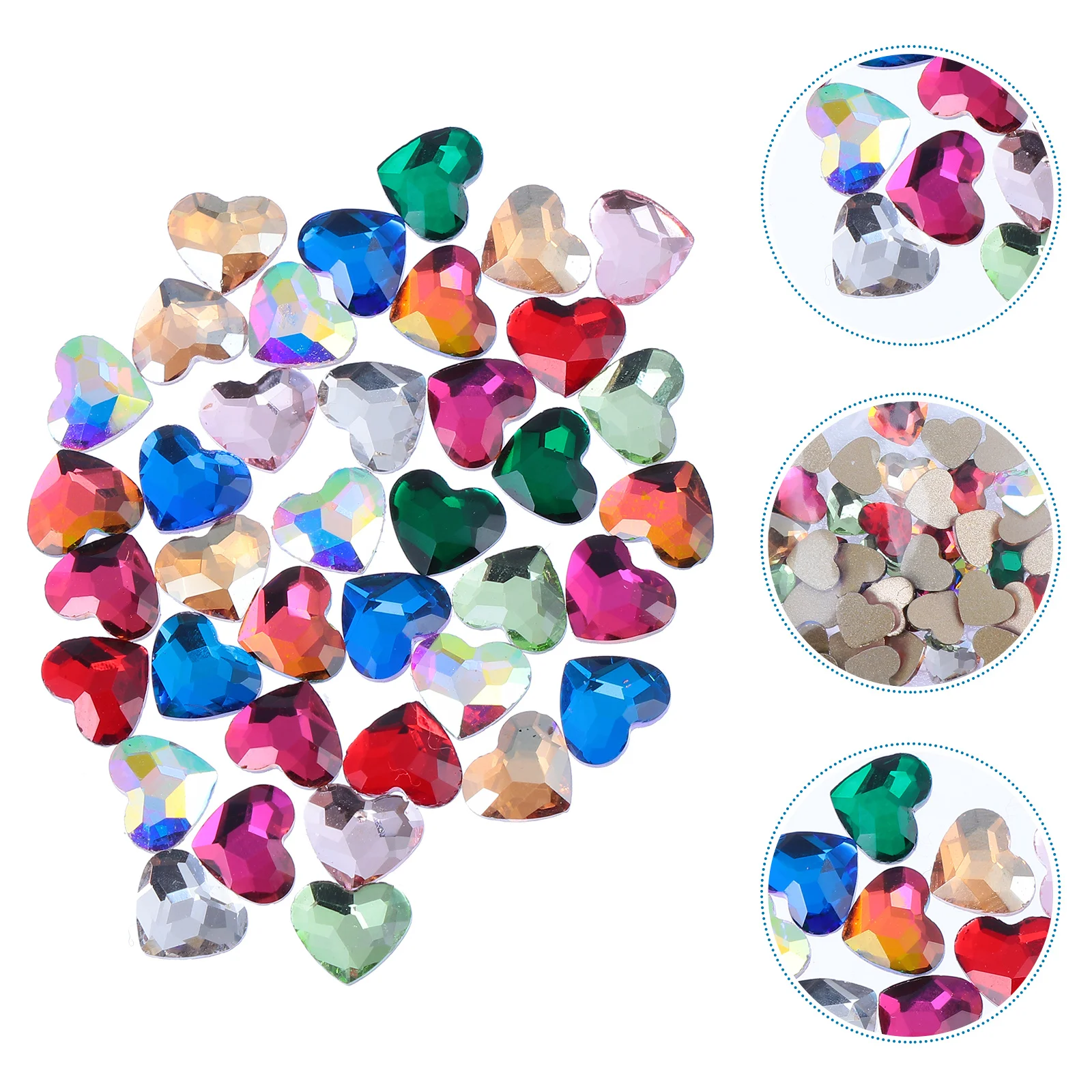 

50Pcs Heart Nail Art Rhinestones 3D Manicure Charms Flatback Crystals for DIY Nail Decor Sparkling Glitter Gems for Clothes