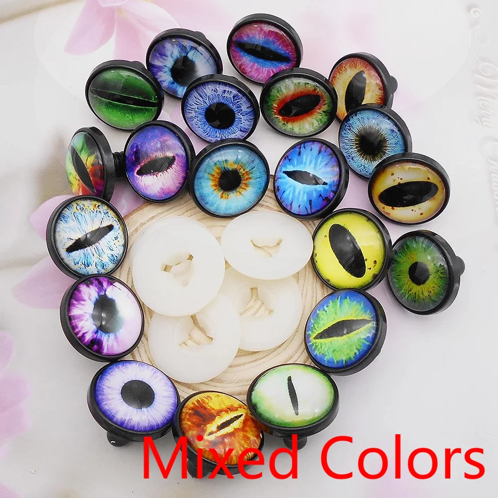 20 Pieces/set 10Mm 3D Doll Eye Mixed Color Photo Circular Glass Dome Diy Flat Back Handmade Jewelry Discovery