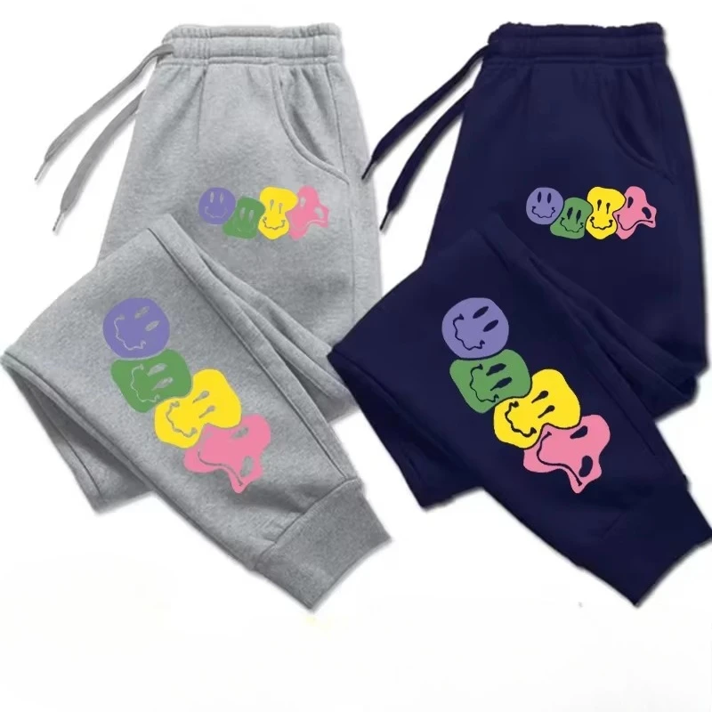

Cute Smiling Face Printed Casual Versatile Comfortable MenWomen Long Pant Fitness Jogging Trousers Drawstring Pockets Sweatpants