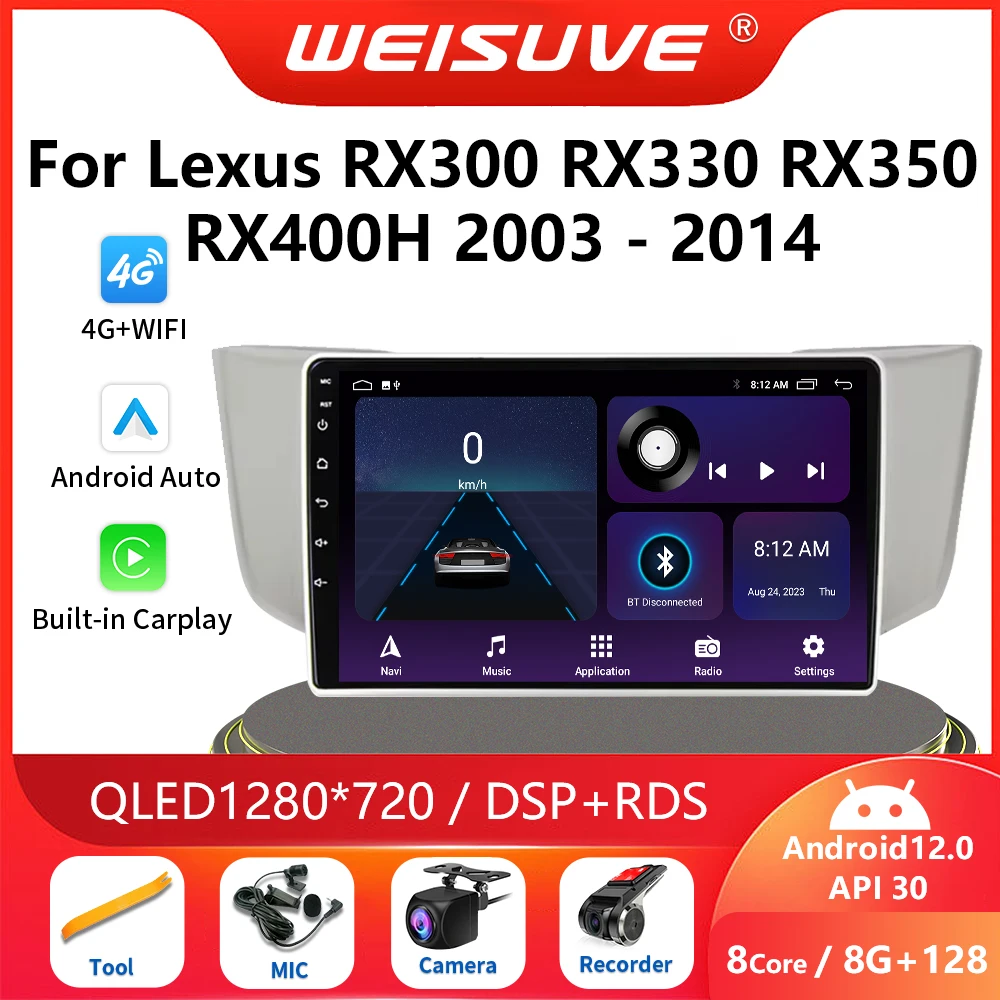 

For Lexus RX300 RX330 RX350 RX400H 2003-2014 Car Radio Android Auto Stereo Multimedia Player GPS Navigation Carplay Touch Screen