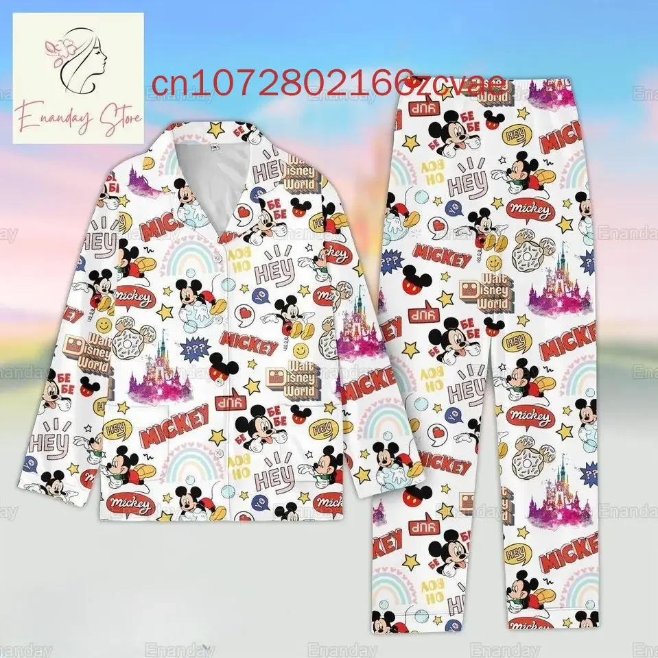 

Disney New Mickey Mouse Autumn Long Sleeve Pants Two-piece Set Women's Pajamas Silk Pajamas Women's Cartoon Pajamas Pants Set