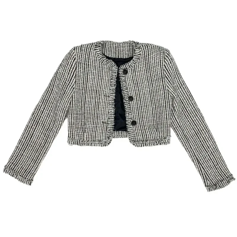 Damen Cardigan Knopf Patchwork Mantel 2024 Frühling Herbst neue Mode lose gestreifte lang ärmel ige Quaste Rundhals Shorts Tops