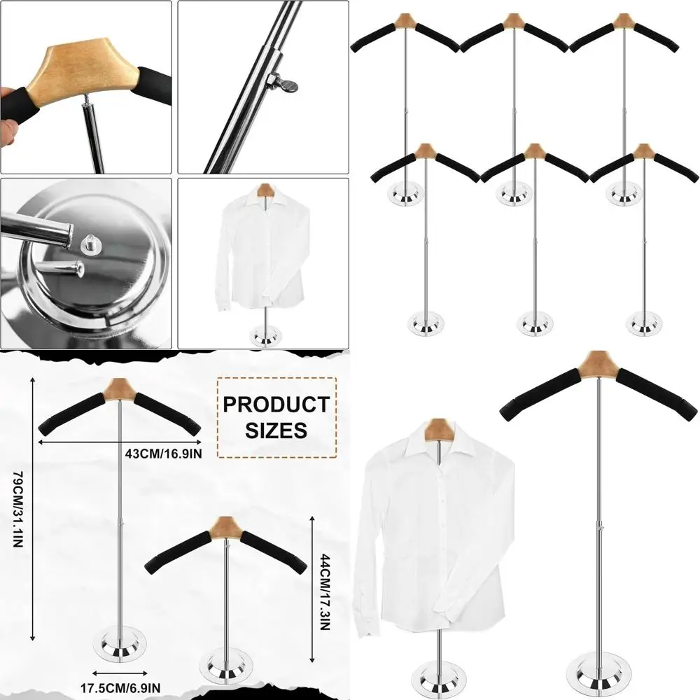 

Adjustable 6-Pack T-Shirt Display Stand, Portable Metal Clothing Rack for Retail, 17.3x31.3
