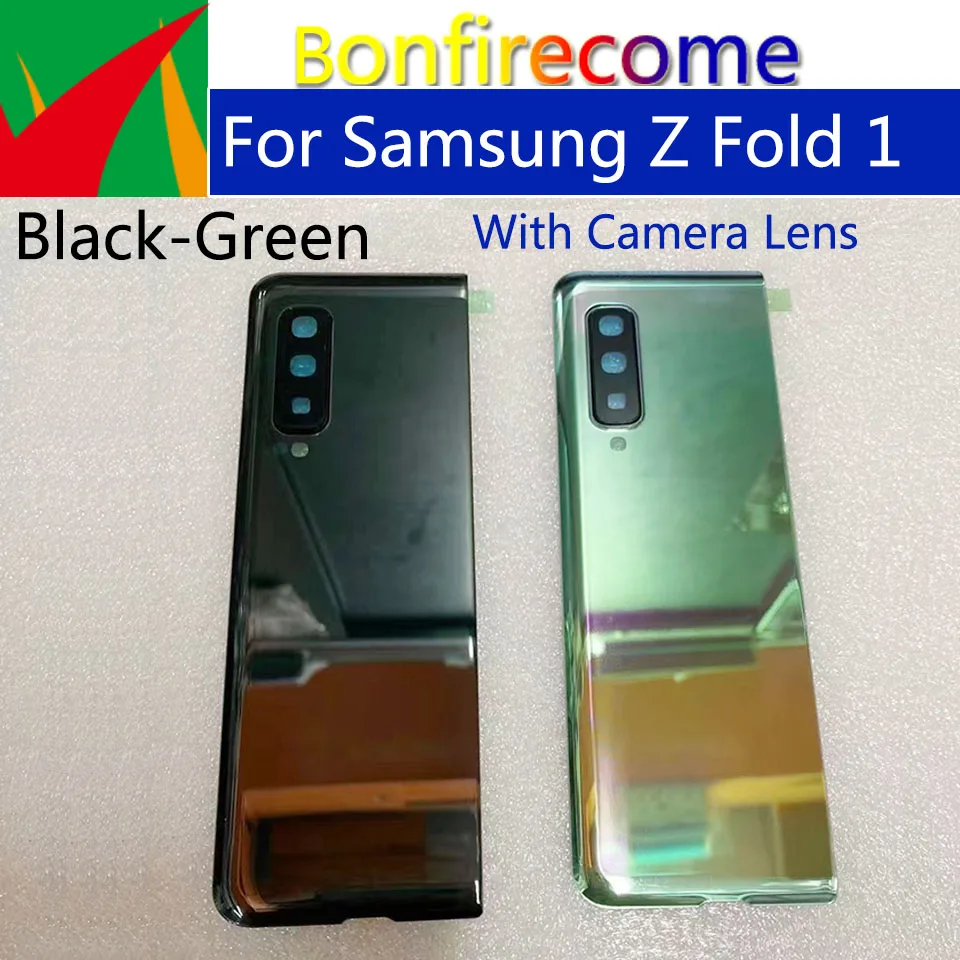 For Samsung Z Fold 1 F900 Battery Back Cover Rear Door Housing 3D Glass With Camera Lens Replacement Repair Part