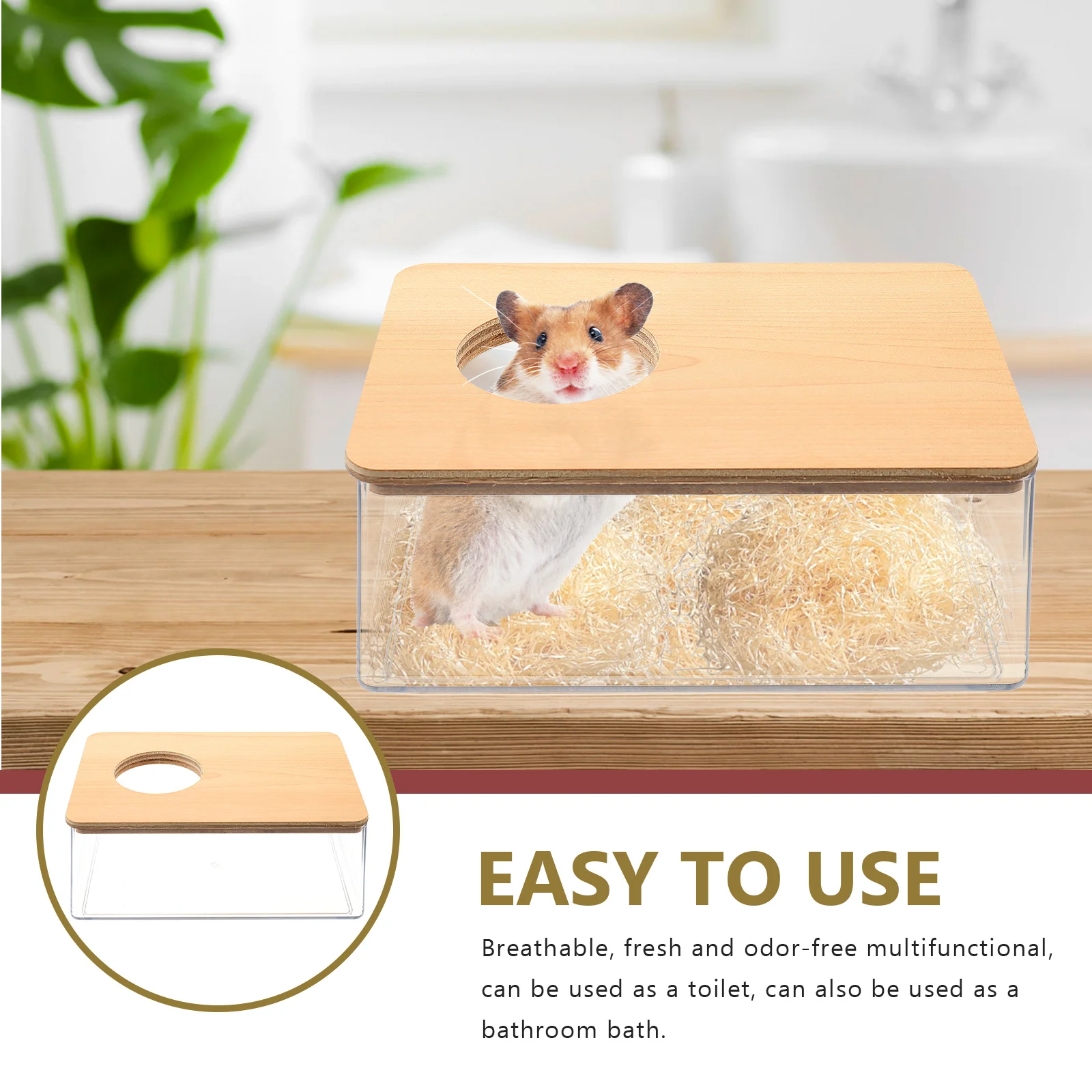 

Hamster Bathhouse Transparent Toilet Cage Bathtub Odor-Free Hamster Chinchilla Bathroom Small Pet Supplies Reusable Sand Bath