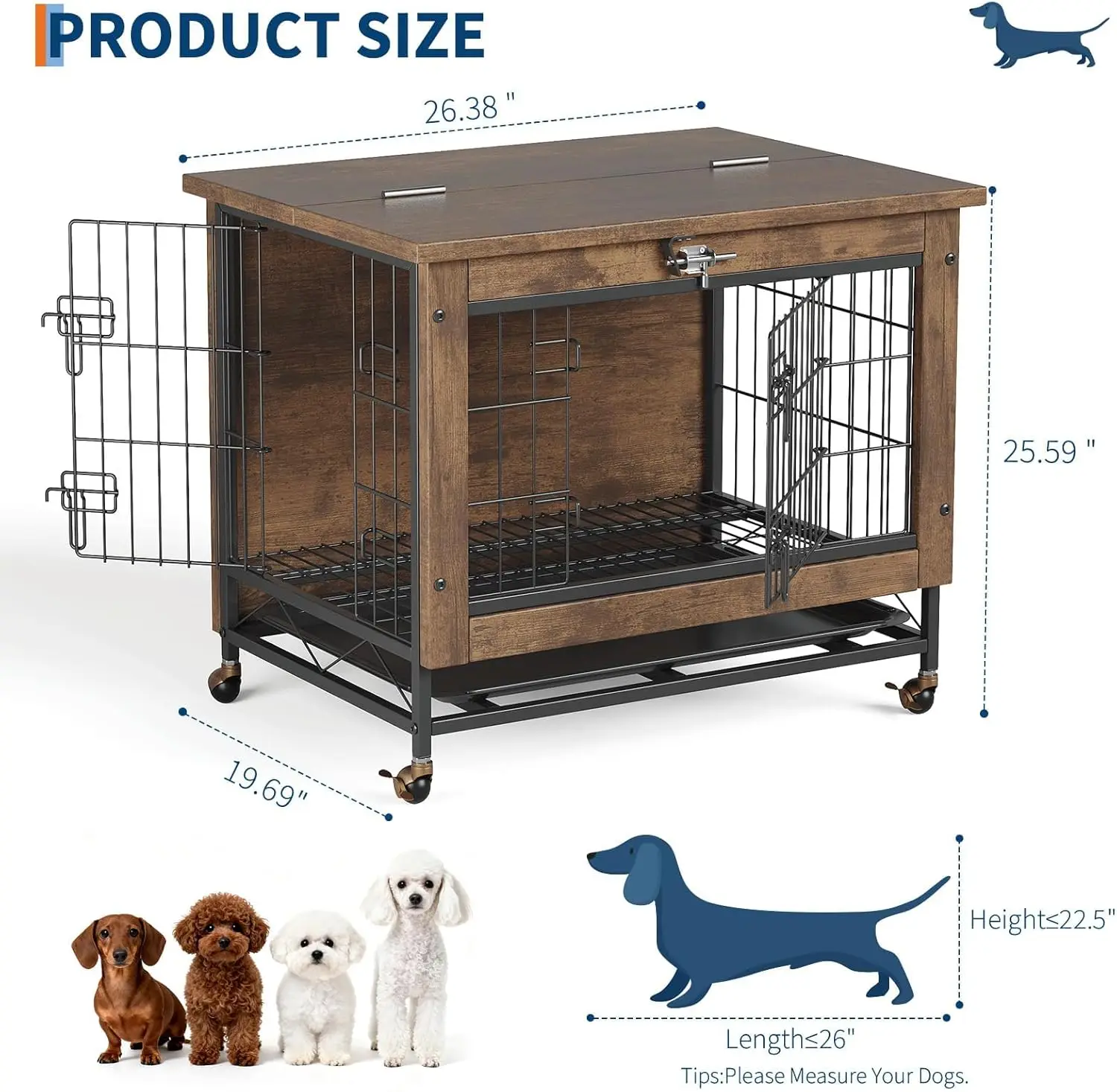 Rustic Dog Crate with Wheels 6