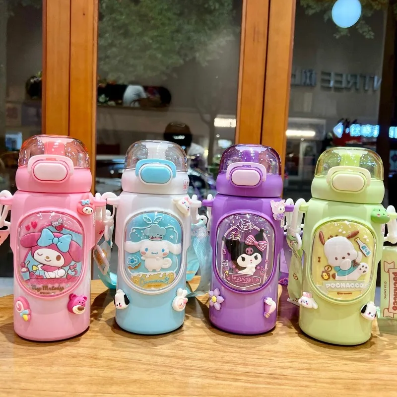 

Горячая термос на тему Sanrio Kuromi My Melody, милый мультяшный портативный соломенный стакан для воды, подарок на день рождения для мальчиков и девочек