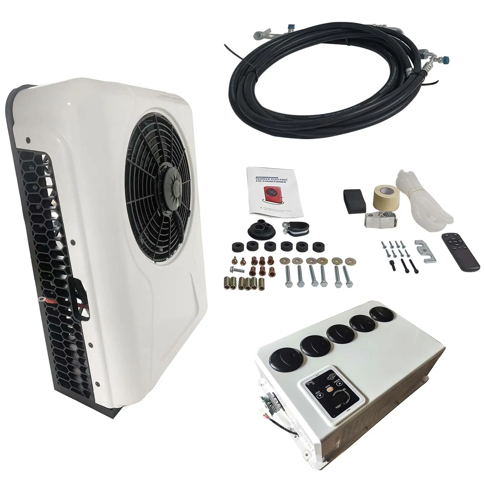 12V Air Conditioner Kit Universal 12000 BTU fit for semi Trucks Bus RV for caravan 60A-80A 960W