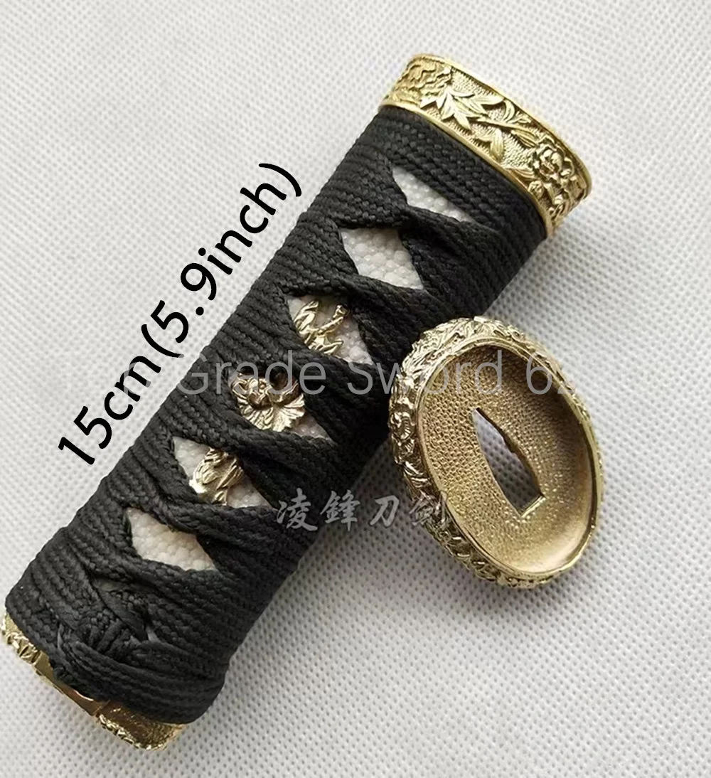 A Set Very Exquisite 15cm Handle Real Rayskin Tsuka + Brass Handguard Tsuba For Japanese Samurai Katana Tachi Sword Fittings