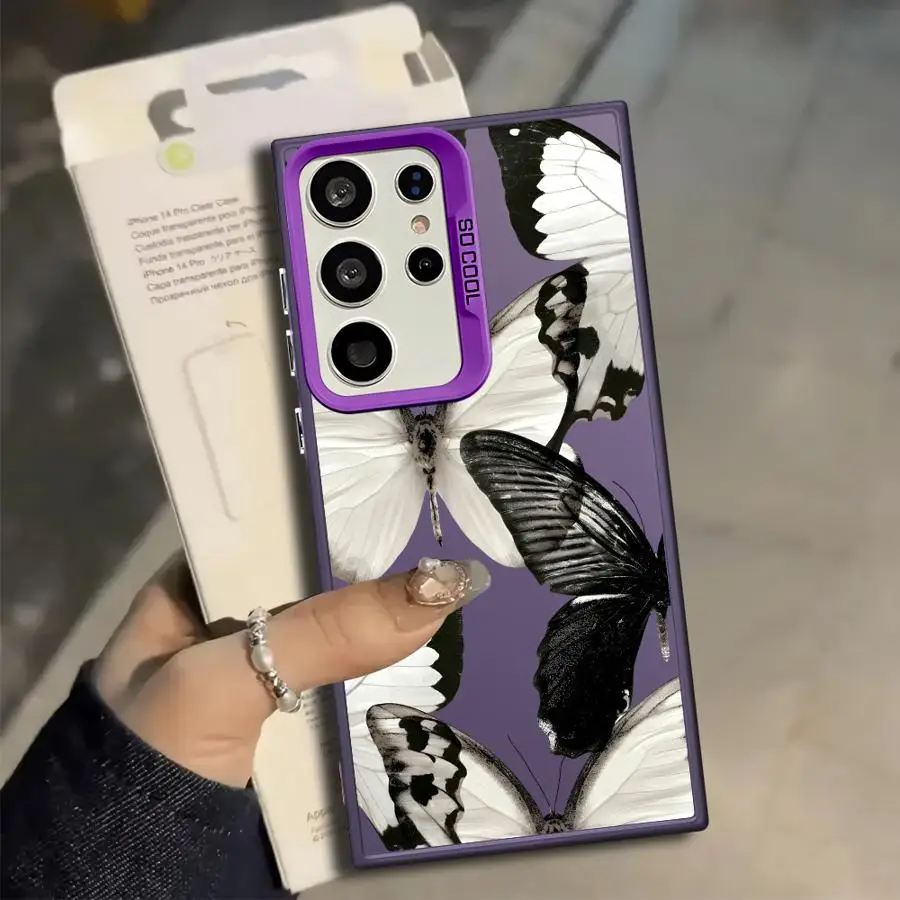 Case for Samsung Galaxy S25 S25Edge S23 Ultra S22 Note 20 Ultra S24 FE S23 S21 S20 Plus Phone Cover Creative Butterfly 