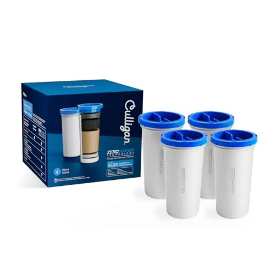 

Сменные фильтры для воды с технологией ZeroWater, 4 штуки, 5-ступенчатый усовершенствованный фильтр для воды, сертифицированный IAPMO, для снижения содержания свинца и общих ПФАС