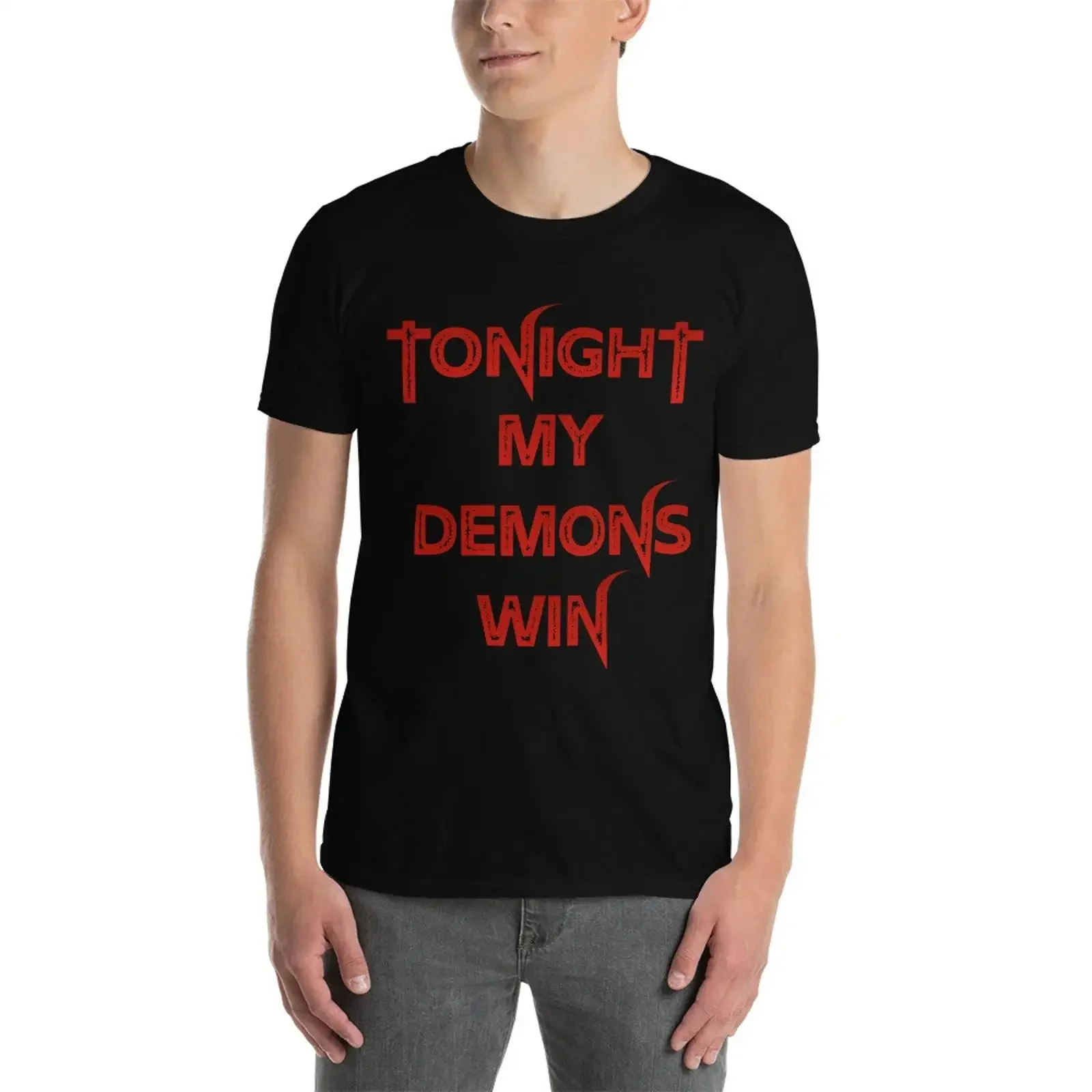 Tonight My Demons Win Gothic Horror Goth  T Shirt vintage Washed Unisex Top For Everyday Wear Versatile homme fashion