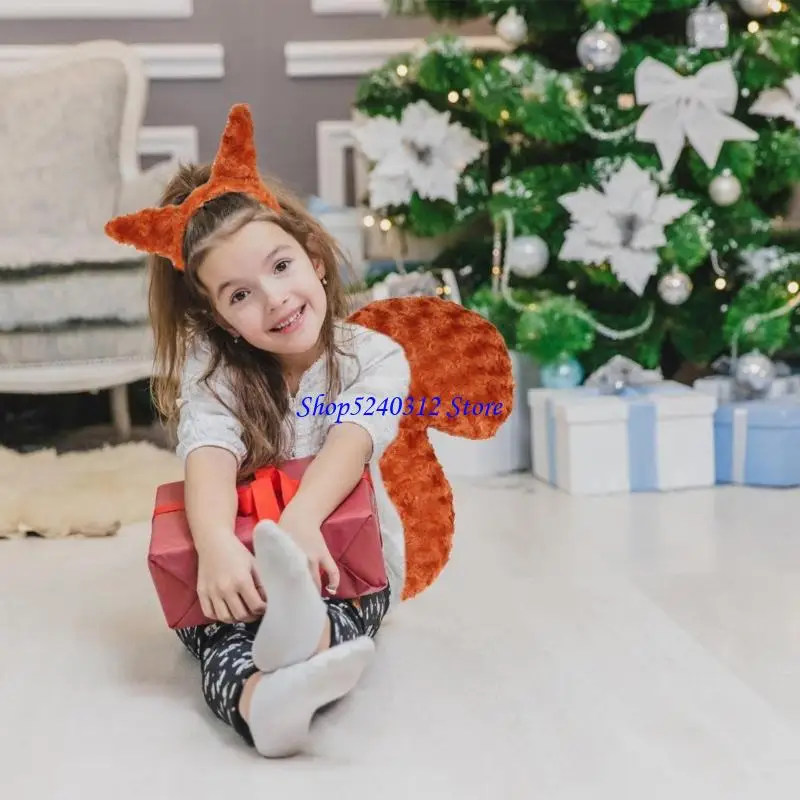 634c Eichhörnchen -Ohrstirnband mit Tail Animal Eichhörnchen Kostüm Eichhörnchen Ohren & Schwanz