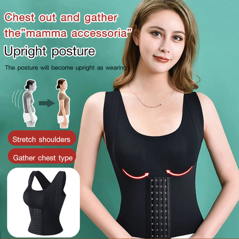 Outer Wear Fitness Bra with Breast Pads Back Shaper Sports Corset Waist Cinching Bustiers