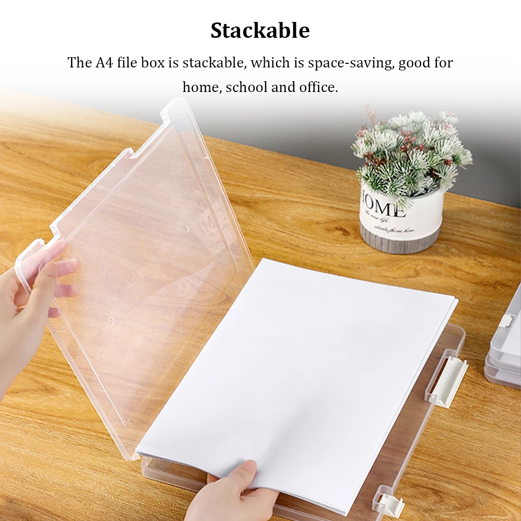 A4 File Box Slim Document Case Music Sheets Test Paper Office Organizer