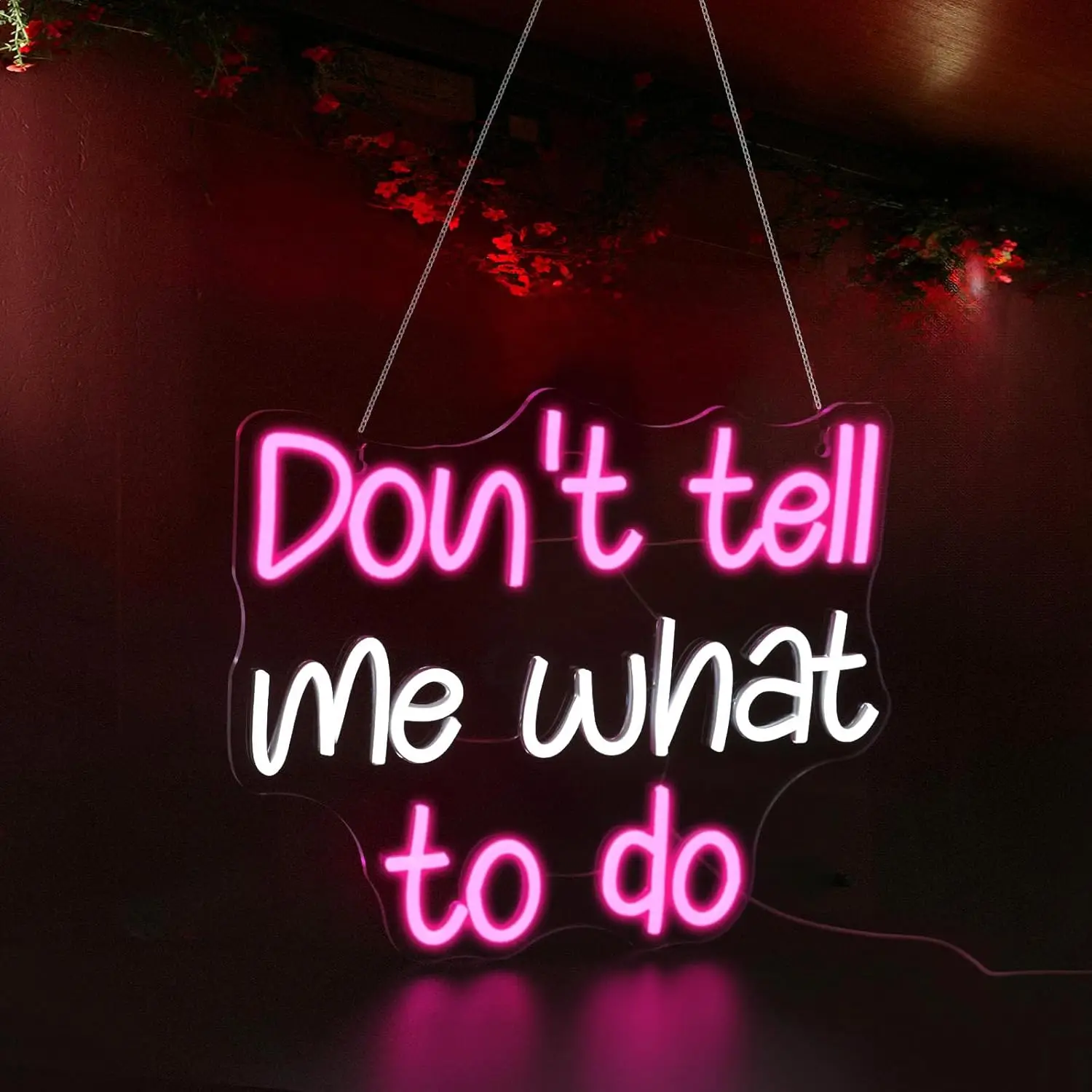 Don't Tell Me What to Do Neon Sign for Wall Decor Light Up Signs Home Decor USB with Dimmable Switch for Bedroom Club Party Bar