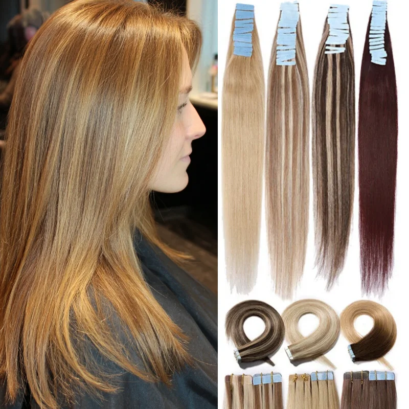 

Fast Air Mail 20pcs/pack 100% Human Hair Tape In Extensions 12-26 Inch Wholesale Price Dropshipping Cheap