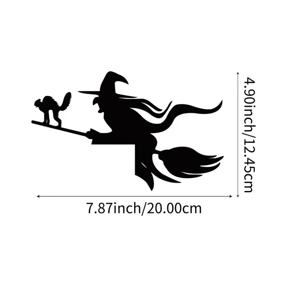 1pc Captivating Witch on a Broom Wall Sticker: Fascinating Metal Art for Door Corners & Frames. Intriguing Halloween Wall Decor