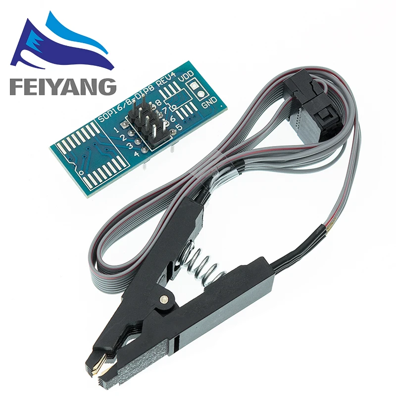 CH341A Programmeur USB EEPROM BIOS Flash + Pince Test SOIC8 – Pour 24/25/93 Series, Mise à Jour Facile BIOS, SPI
