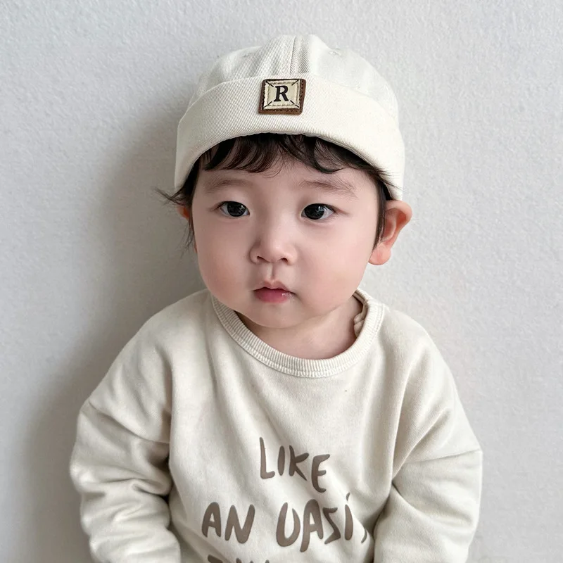 

Solid Color Baby Dome Brimless Hat Boys Girls Hip Hop Docker Cap Fashion Children Melon Cap Vintage Kids Landlord Hats Beanies