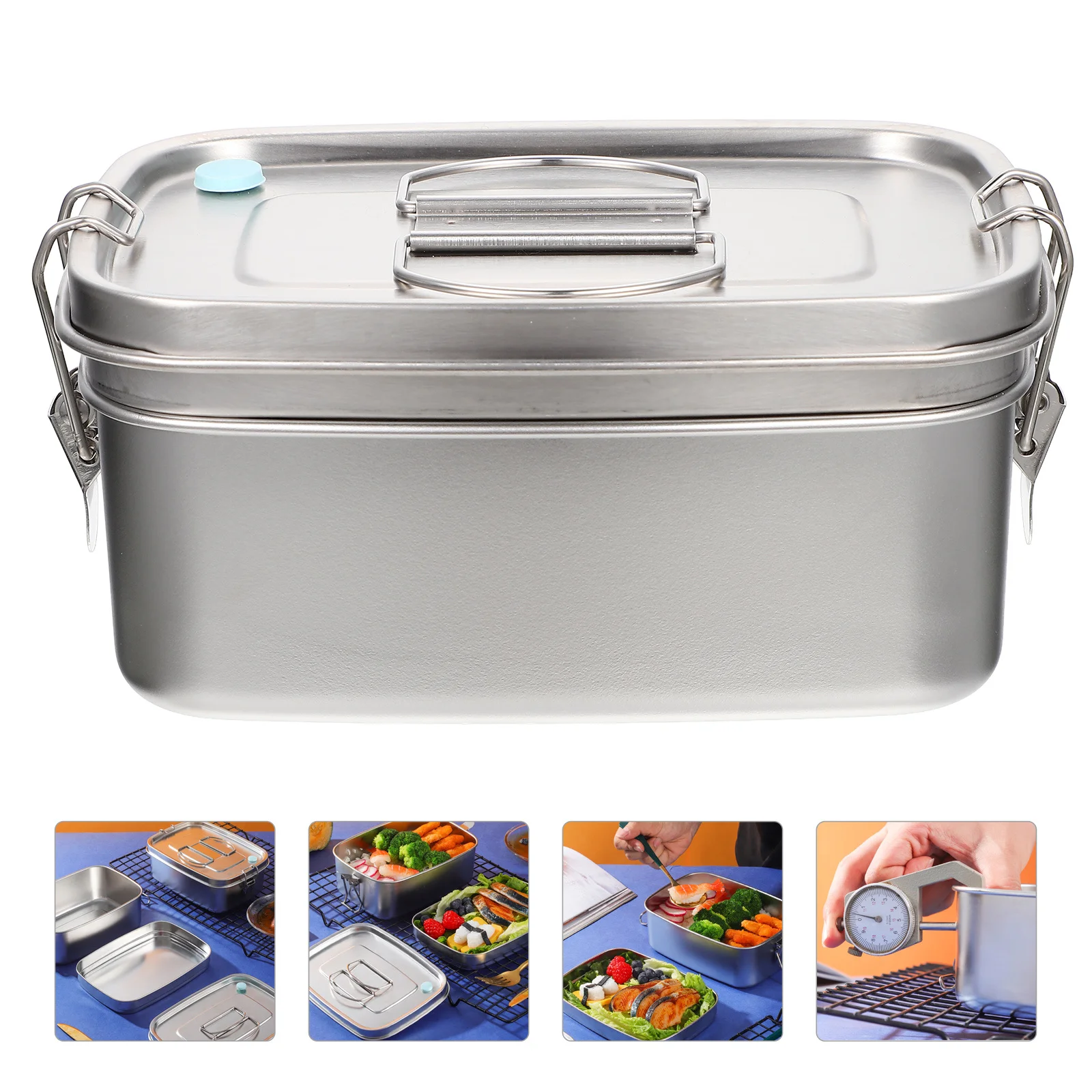 

304 Stainless Steel Bento Box Portable Leak-Proof Lunch Container for Kids Adults Office Outdoor Use Rectangle Food Storage