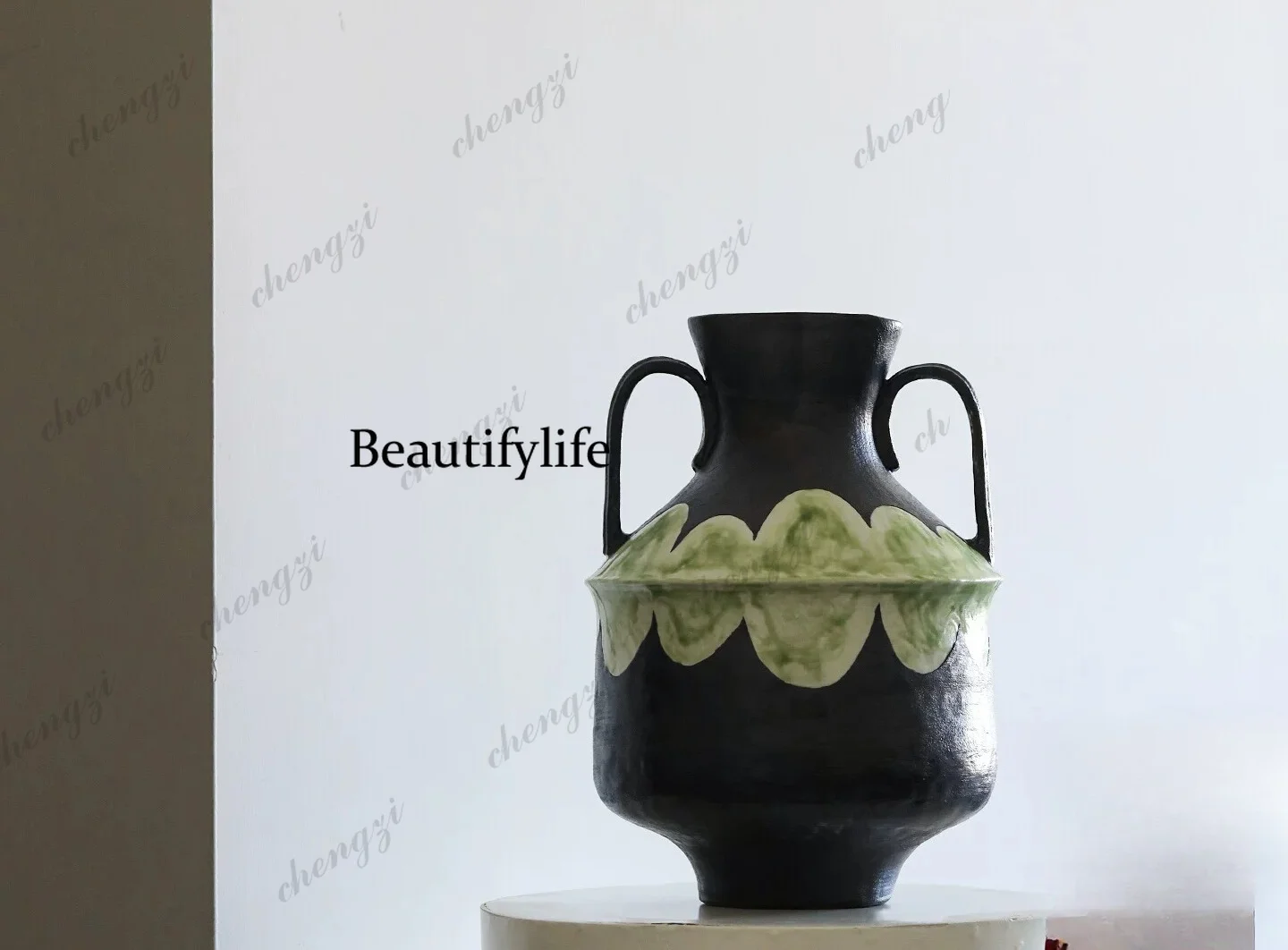Ceramics | Binaural hand-painted vase ornament, high-end art flower ware