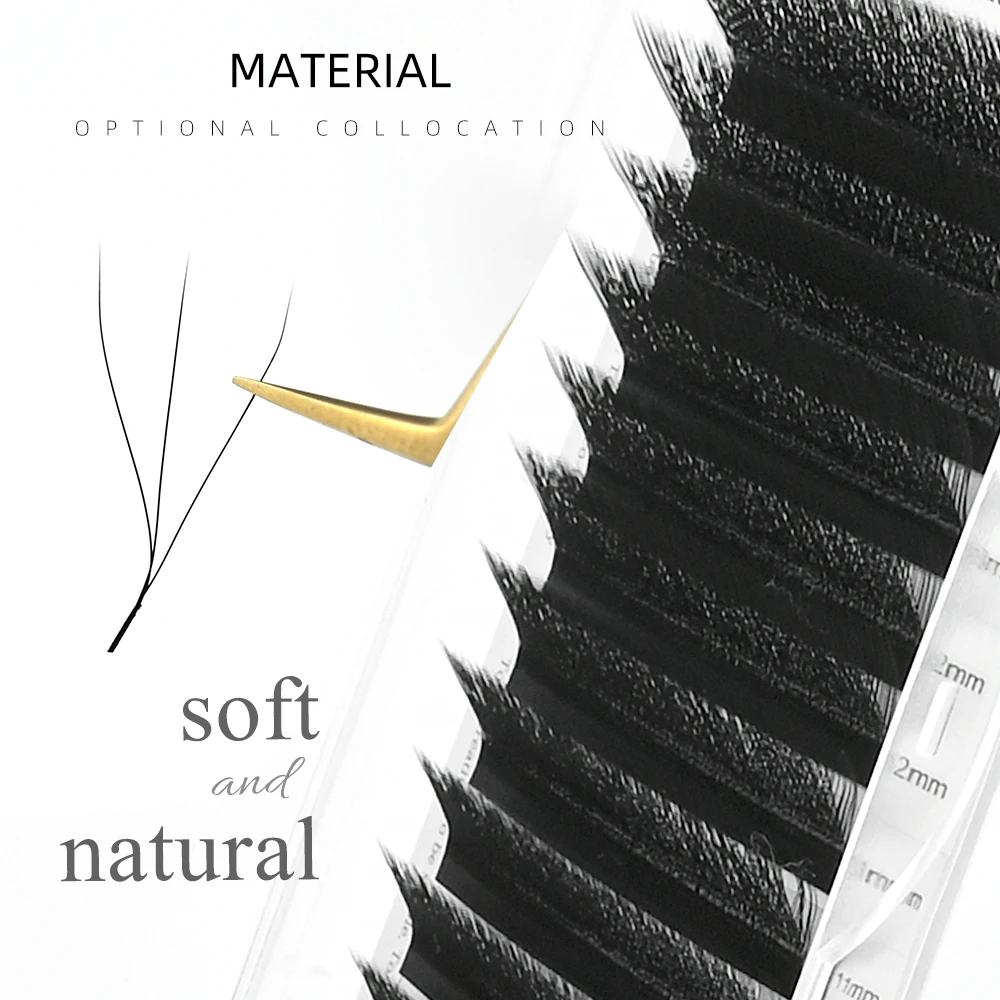 LAGEE L LU M 컬 C D 3D W 모양 속눈썹 연장 꽃이 피는 꽃 미리 만들어진 팬 속눈썹 메이크업 0.07 볼륨 번들