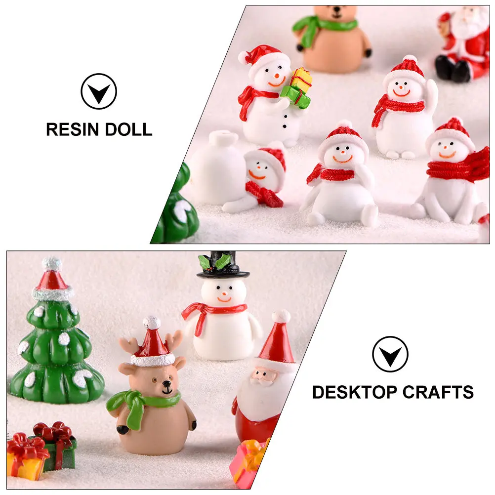 10Pcs Christmas Resin Snowman Miniature Ornament for Home Decor Living Room Bedroom Office Desktop Photography Micro Landscape