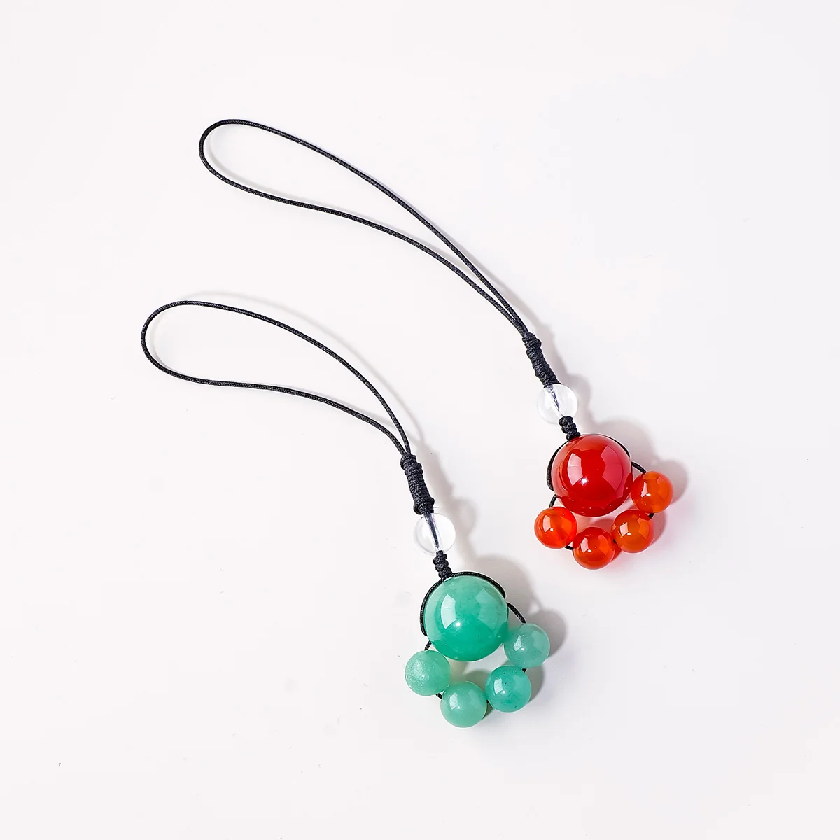 1PC Natural Crystal Round Bead Cat Paw Mobile Phone Pendant, Healing Energy Stone, Phone Decor & Yoga Spiritual Jewelry Gift Sen