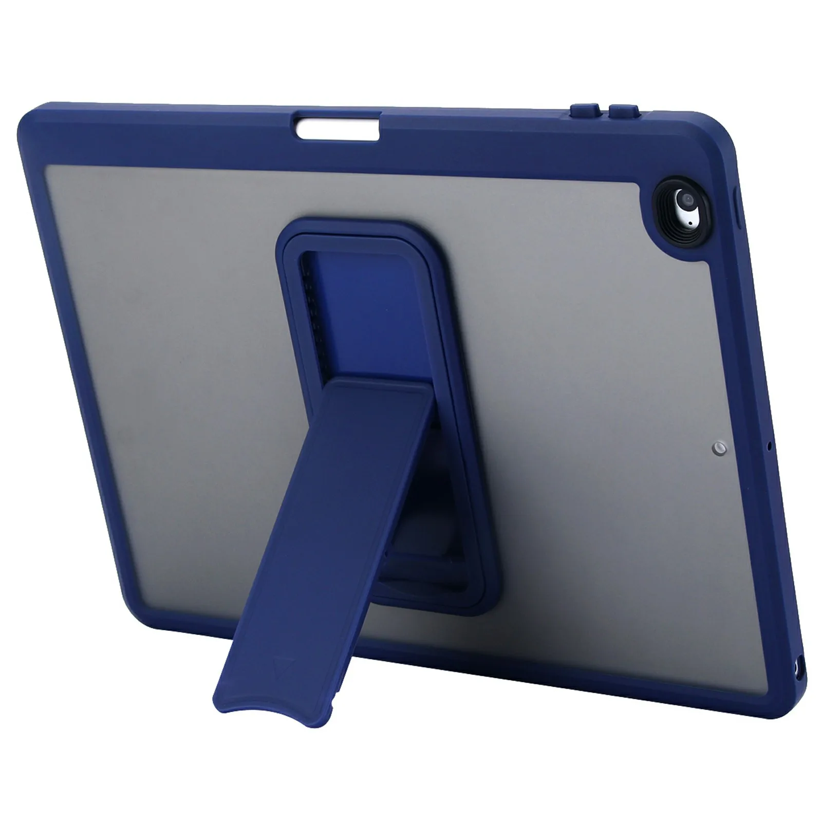 Tablet Case For iPad 9.7-inch (2018) / (2017) / Air 2 Pencil Slot Kickstand Acrylic + Silicone Cover - Dark Blue