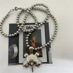 Hip Hop Style Stainless Steel Bead Chain Fashion Trend Pendant Necklace For Men and Women Personality Design Punk Necklace Gift