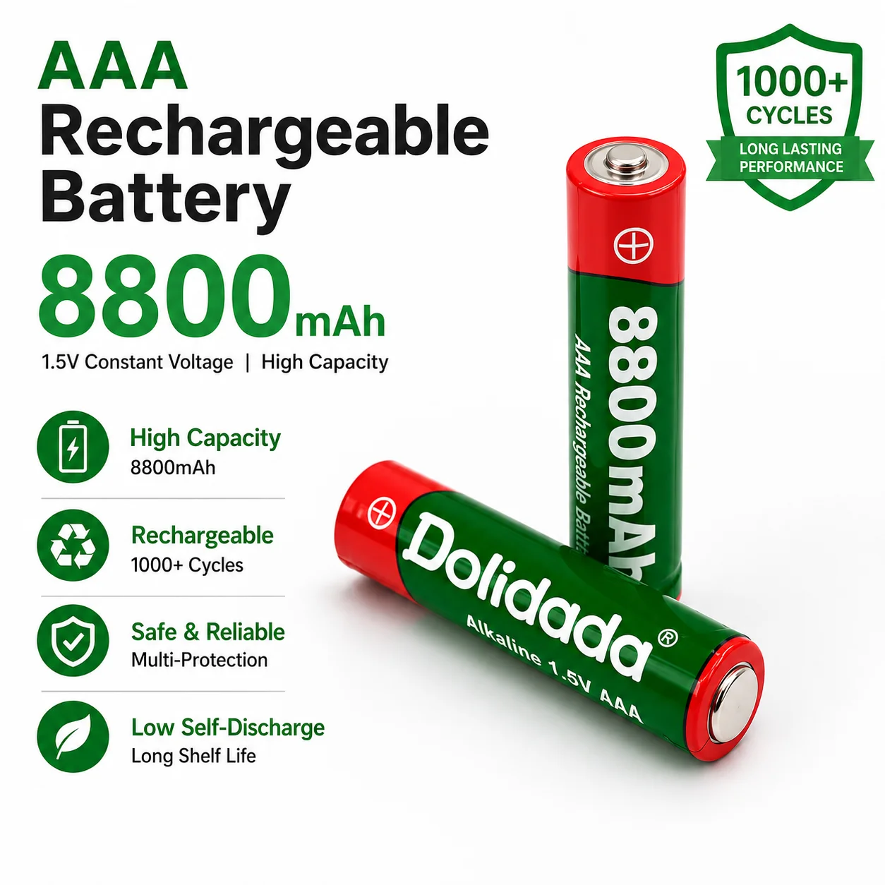 1.5V 8800mAh AAA Li-ion Rechargeable Battery Cylindrical Size With Charger For Wireless Mouse Keyboard Clock Electric Toy Househ