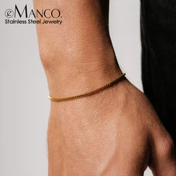 eManco Men's Personalized creative Fashion box chain Bracelet European and American punk Jewelry Wholesale  colorless direct