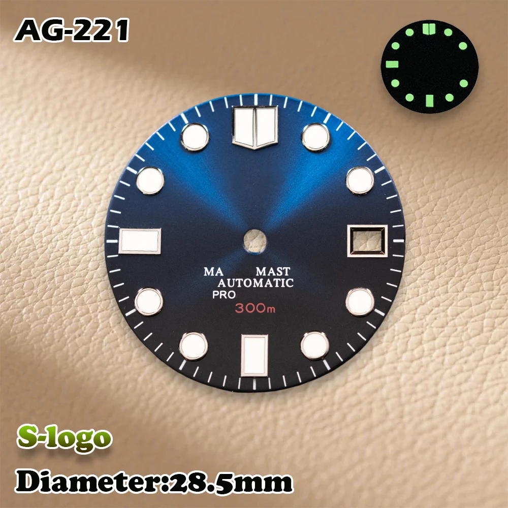 S ロゴ 28.5 ミリメートルダイビングスケールダイヤル NH35/NH36/4R/7S ムーブメントグリーン夜光時計男性用時計改造アクセサリー