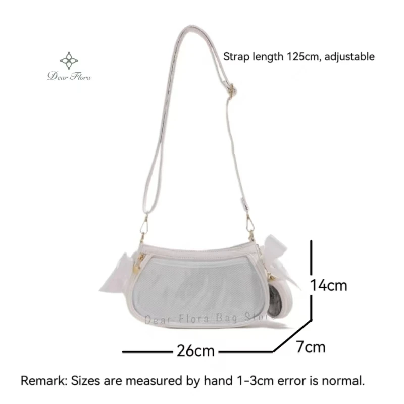 New Sweet Girls DIY Ita Bag Cute Transparent Pocket Kawaii Lolita Bow Display Shoulder Bags Women\'s Fashion Casual Crossbody Bag