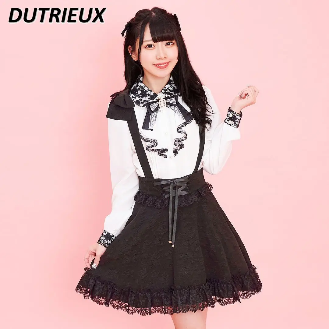 

Japanese Style Soft Girl Cute High Waist Lace Trim Short Skirt Mine Series Mass-Produced Printed Removable Suspender Skirts