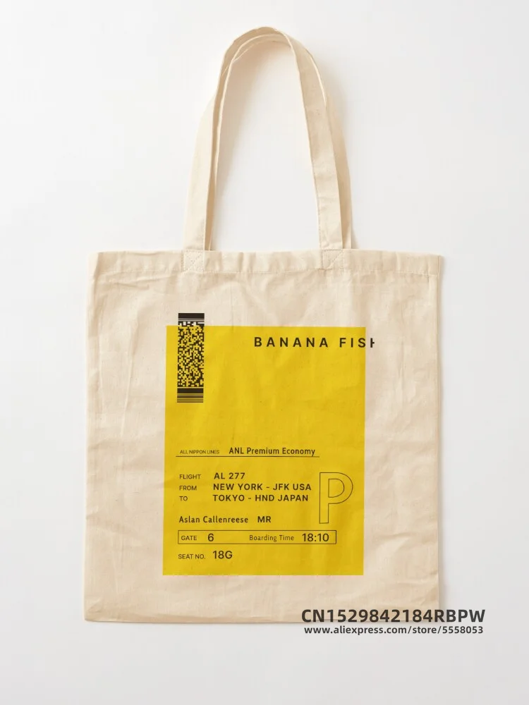 Banana Fish Tote Bag Women Eco Reusable Shoulder Shopper Bags Bolsas De Tela