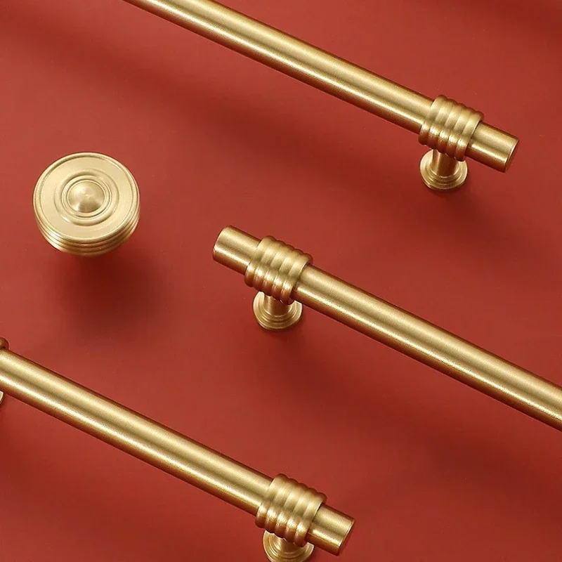 Massive Messinggriffe im Vintage-Design mit Hanfseil-Form, personalisierte Küchenmöbelgriffe, goldene Schubladen- und Türgriffe, T-förmige Zuggriffe – Detail 10