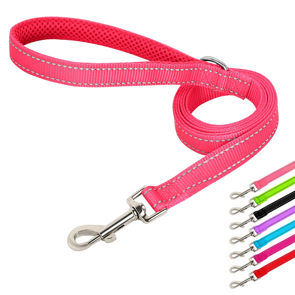 150cm Reflective Dog Leash 5ft Nylon Mesh Pet Running Walking Leads Strap for Small Medium Large Dogs Pitbull Puppy Rope Belt