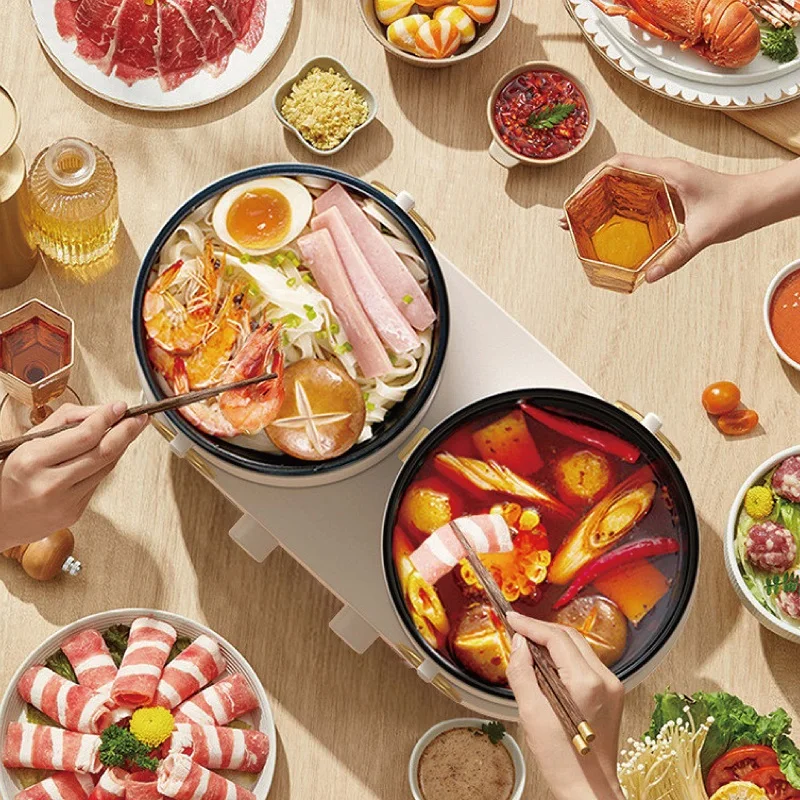 1.8L Dual Capacity Electric Cooking Pot Home Split Yuanyang Electric Hot Pot Multifunctional Pot Non-stick Electric Frying Pan