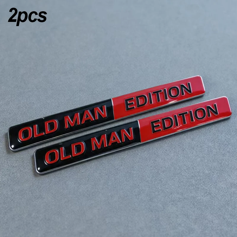 2pcs Old Man Edition 3D Emblem Aluminium Sticker Badge Funny Old Man Edition Decals Car  Replacement Decoration for Universal