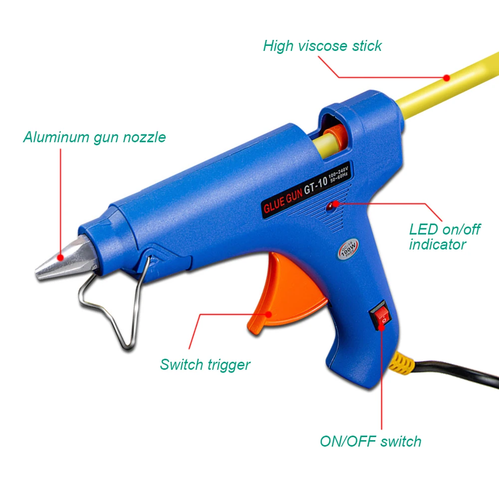 Imagem -04 - Pistola de Cola Quente com Bastão de Cola Temperatura Térmica Elétrica Aquecedor de Alta Temperatura Faça Você Mesmo Repair Tool 10 Pcs 11x200 mm 100w
