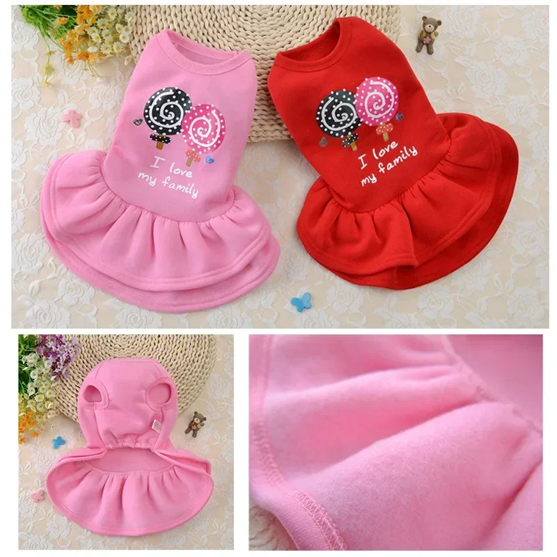 New Dog Dress Princess Teddy Dress Autumn Winter Puppy Dog Cat Pet Clothing Pomeranian Puppy Clothes