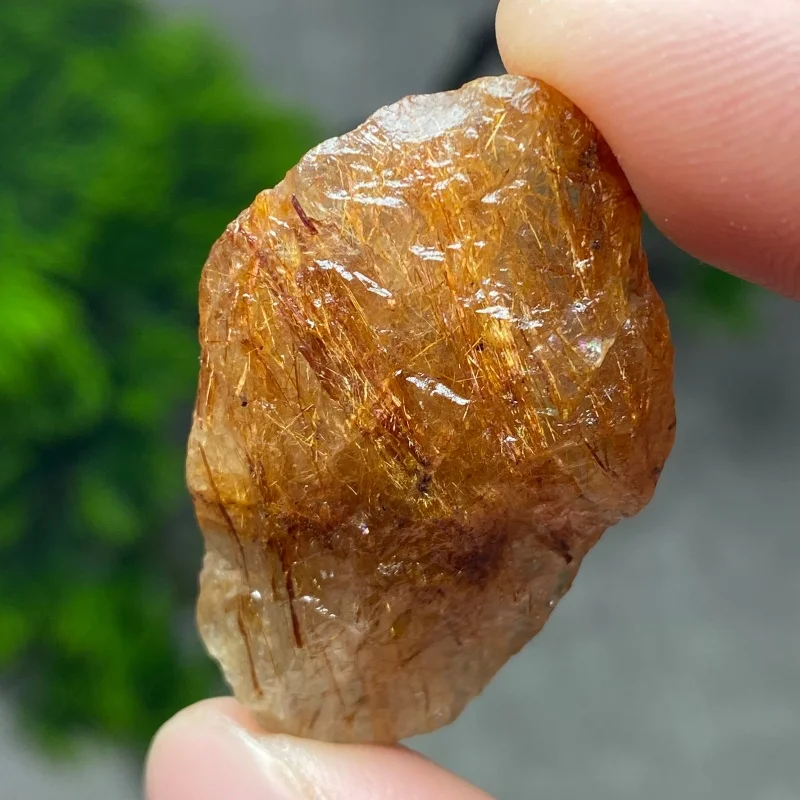 Natural Brazil Gold Rutilated Quartz Crystal Hair Mineral Specimen Collection Raw Healing Stones