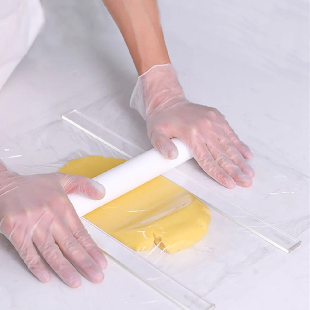 2Pcs Acrylic Biscuit Cake Rolling Tool Balance Ruler Fondant Icing Biscuit Thickness Ruler Biscuit Smoother Baking