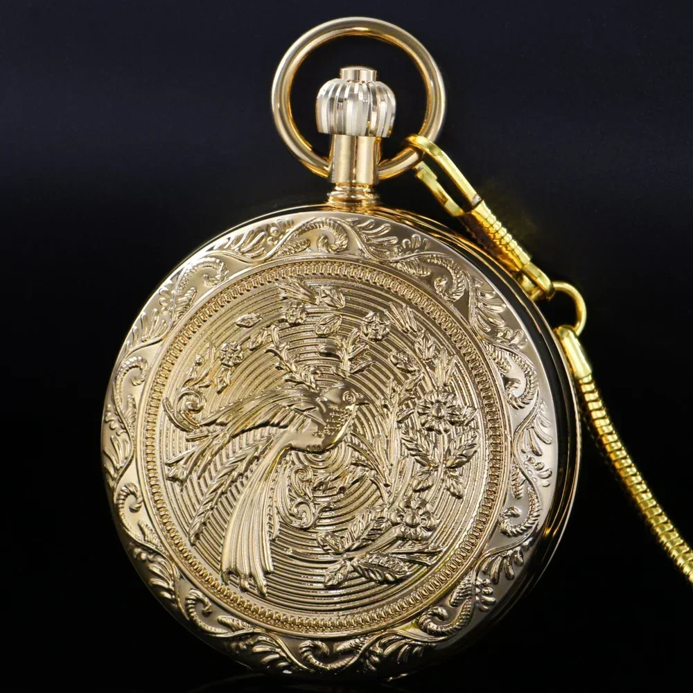 Montre de Poche Mécanique en Cuivre Pur localité pour Homme, Charme localité, Design Élégant d'Oiseau et de Fleurs, Style Antique, Cadeau Rétro