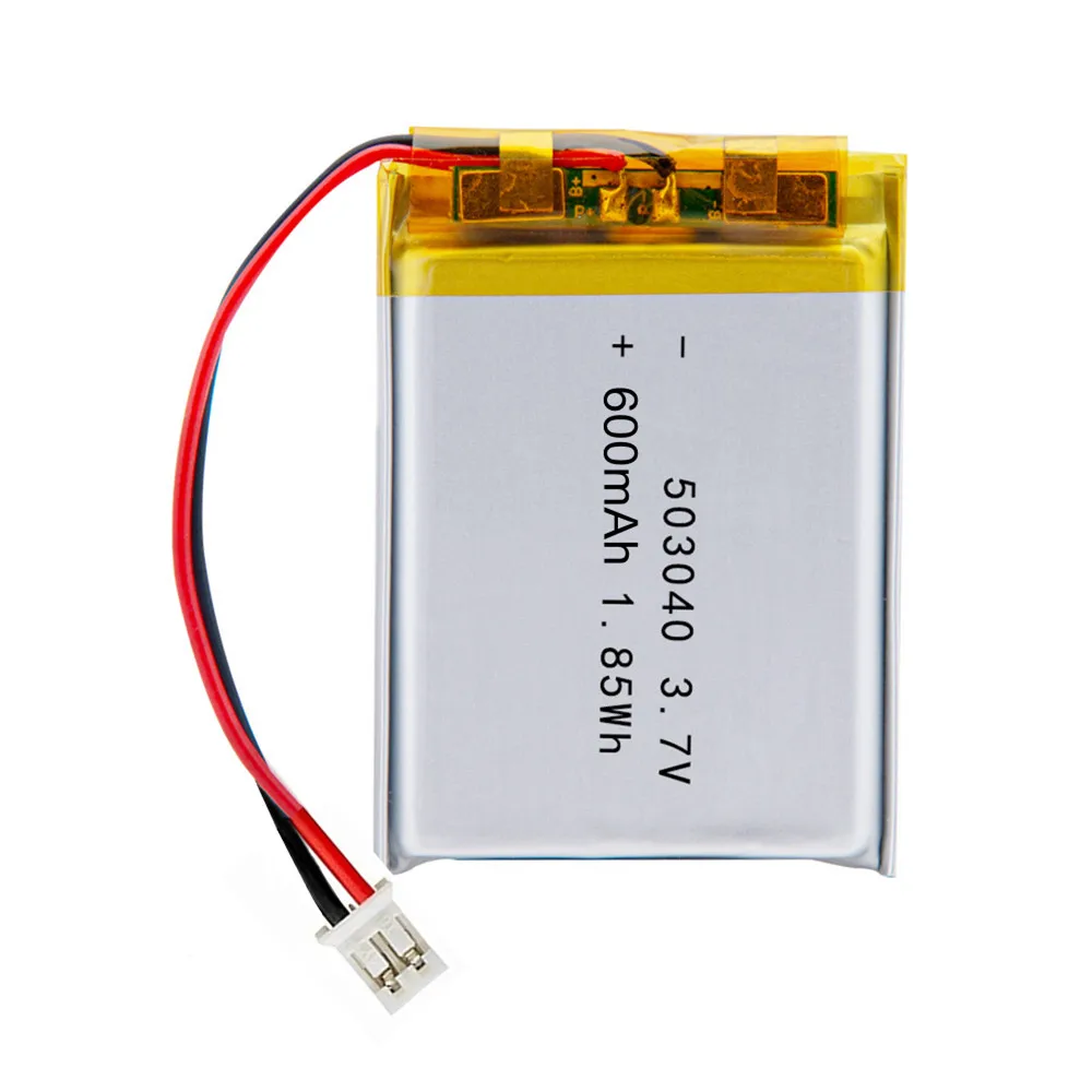 3.7V 600mAh 503040 053040 PH2.0mm 2P Plug Polymer Lithium Rechargeable Battery for Bluetooth Speaker Headset Radio LED Light GPS
