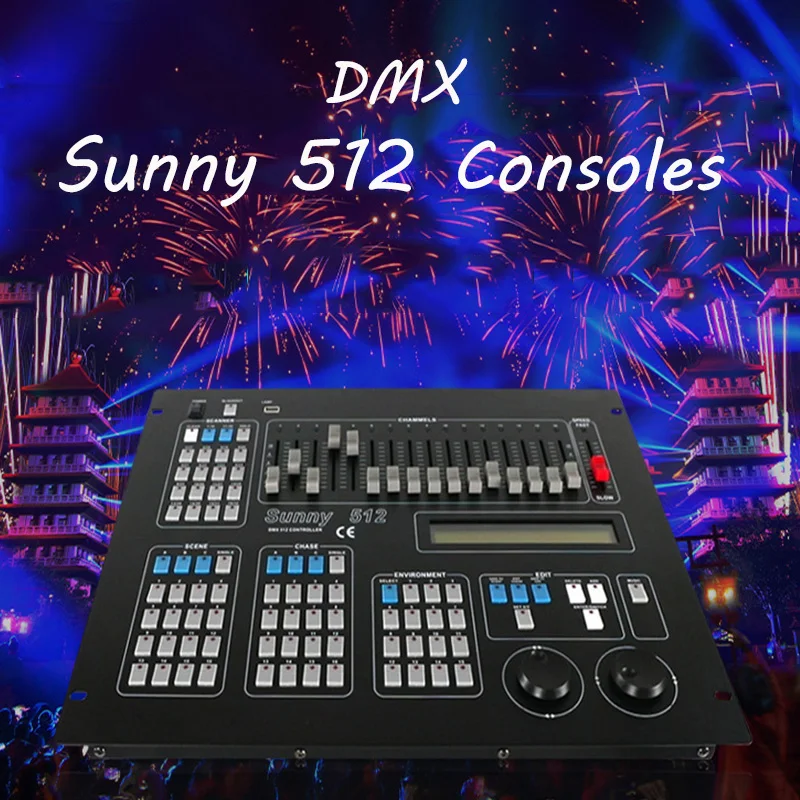 Max Sunny 512 무대 조명 컨트롤러, DMX 라이트 보드, DJ 라이트 컨트롤러, 512 마스터 콘솔, XLR-3 LED 파 빔 이동 헤드