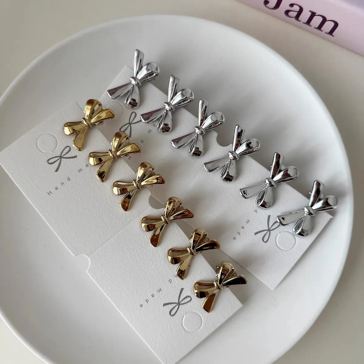 10/20 Pcs Silver Color Bow Mini Hairpins for Girls Plastic Bow Hair Clips Bangs Barrettes Duckbill Side Clip Hair Accessories